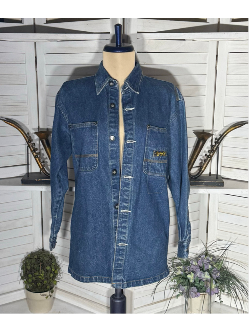 Paco vintage 90s Y2K blue denim jacket shacket grunge rocker biker streetwear M